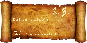 Kolman Zalán névjegykártya