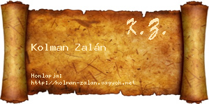Kolman Zalán névjegykártya
