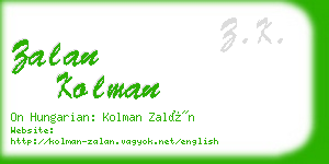 zalan kolman business card